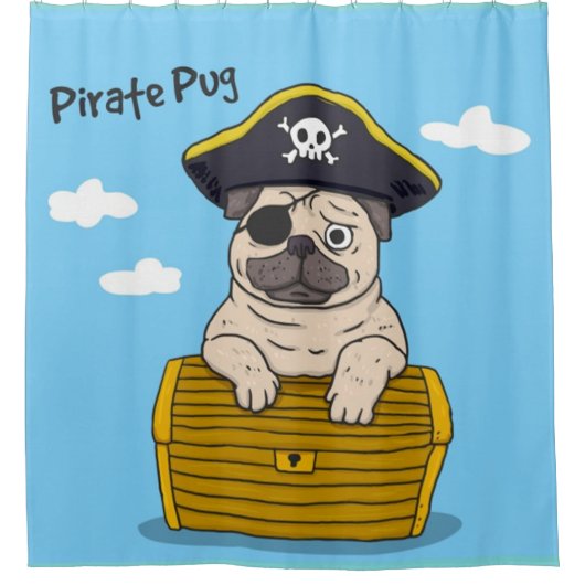 Pirate Mops Duschvorhang (Vorderseite)