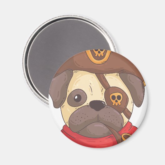 Pirate Mops Magnet (Vorderseite/Rückseite)