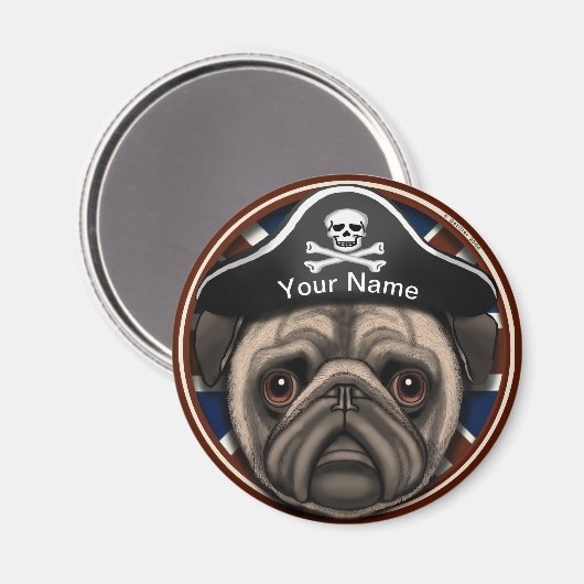Pirate Mops Magnet (Vorderseite/Rückseite)