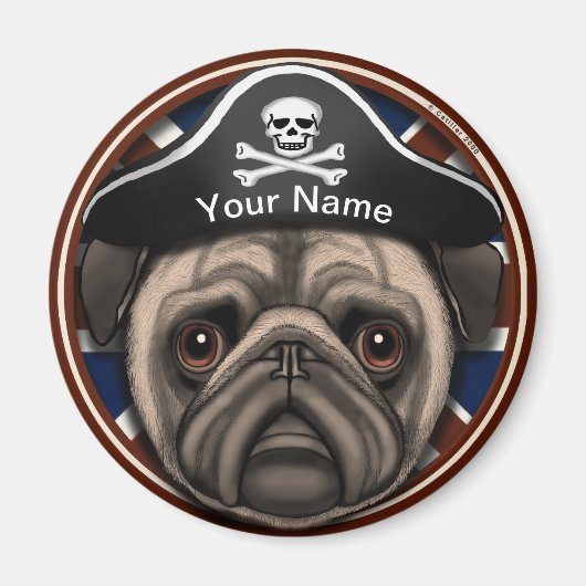 Pirate Mops Magnet (Vorne)