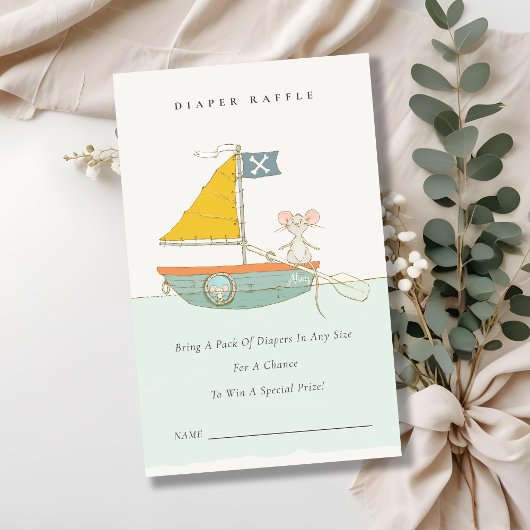 Pirate Mouse Sailboat Windeln Raffle Baby Dusche Begleitkarte