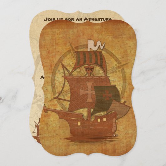Pirate Mystery Ship Einladung (Vorne/Hinten)