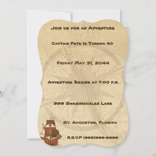 Pirate Mystery Ship Einladung (Rückseite)