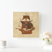 Pirate Mystery Ship Quadratische Wanduhr (Zuhause)