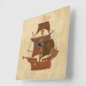 Pirate Mystery Ship Quadratische Wanduhr (Winkel)