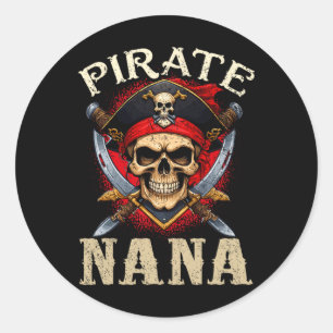 Pirate Nana Skull Piratenflagge Halloween Pirate F Runder Aufkleber