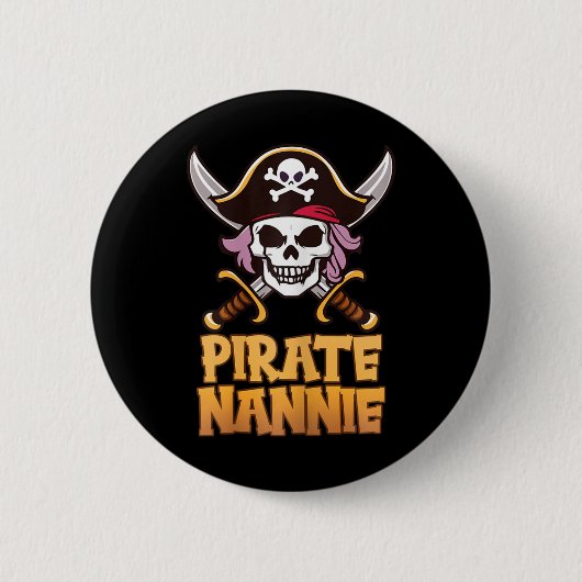 Pirate Nannie Funny Captain Grandma Halloween Cost Button (Vorderseite)