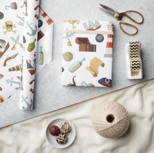 Pirate Nautic Icons Geschenkpapier (Kunsthandwerk)