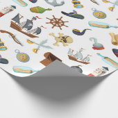 Pirate Nautic Icons Geschenkpapier (Ecke)