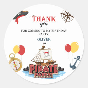 Pirate Nautic Sea Birthday Party Sticker