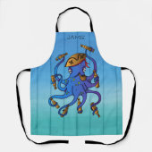Pirate Octopus Drink Rum Funny Nautical Schürze (Vorderseite)