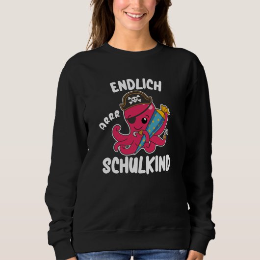 Pirate Octopus Einschulungsschule Kinderschule Sweatshirt (Vorderseite)