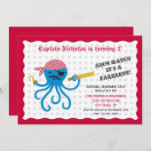 Pirate Octopus Geburtstagspartei Einladung (Vorne/Hinten)