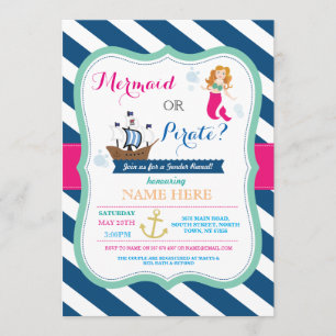 Pirate oder Mermaid Baby Showaufenthalt Einladung