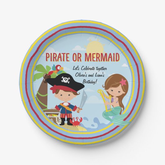 Pirate oder Mermaid Pappteller (Vorderseite)