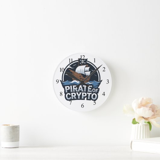 Pirate of Crypto Runde Wanduhr (Zuhause)