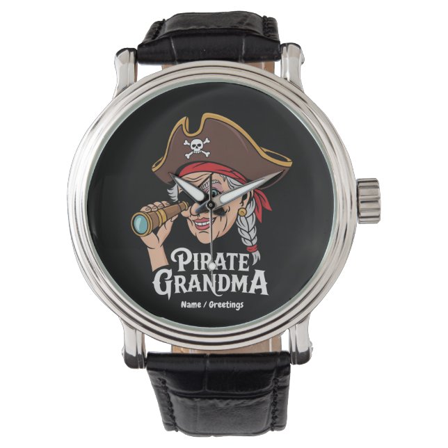 Pirate Oma Funny Oma Halloween Kostüm Armbanduhr (Vorderseite)