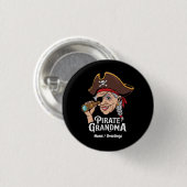 Pirate Oma Funny Oma Halloween Kostüm Button (Vorne & Hinten)