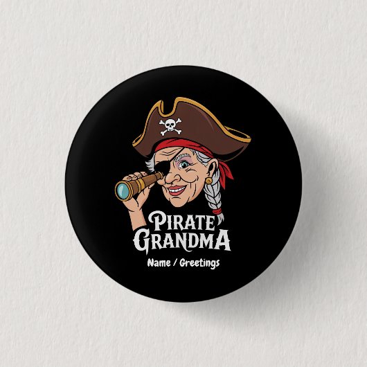 Pirate Oma Funny Oma Halloween Kostüm Button (Vorderseite)