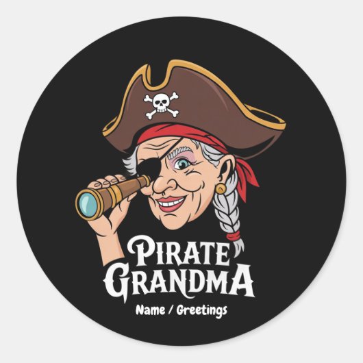 Pirate Oma Funny Oma Halloween Kostüm Runder Aufkleber (Vorderseite)