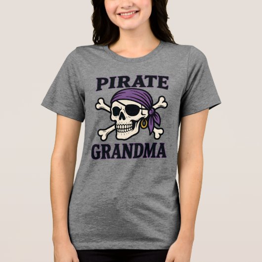 Pirate Oma - Skull - Tri-Blend Shirt (Vorderseite)