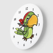 Pirate Parrot Cartoon Große Wanduhr (Winkel)