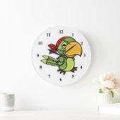 Pirate Parrot Cartoon Große Wanduhr (Zuhause)