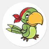 Pirate Parrot Cartoon Runder Aufkleber (Vorderseite)
