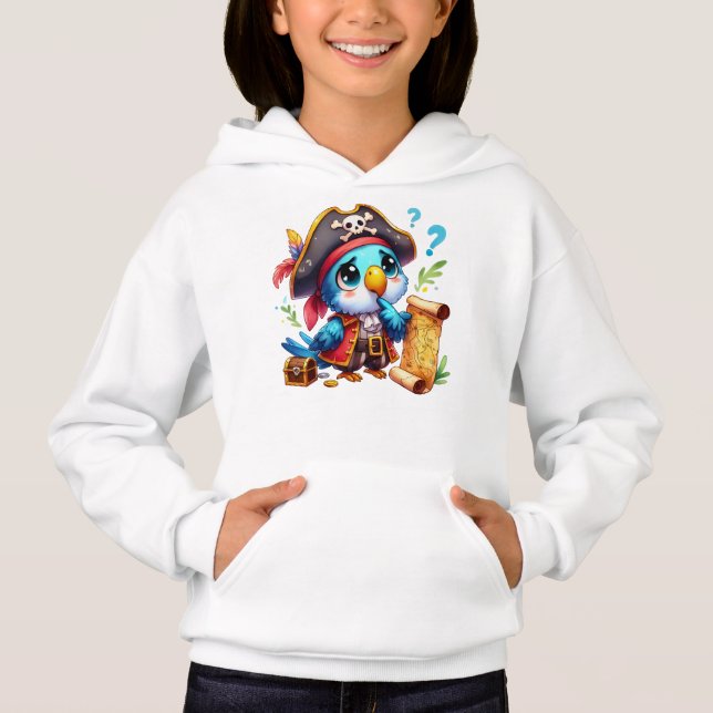 Pirate Parrot Cute Adventure Art Hoodie (Vorderseite)