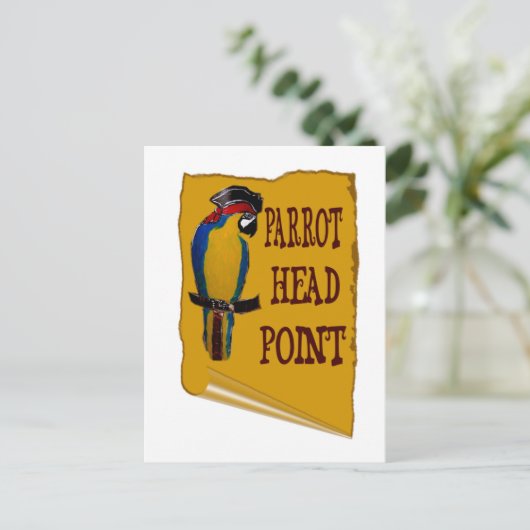Pirate Parrot Head Postkarte (Stehend Vorderseite)