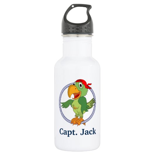 Pirate Parrot Mit Monogramm Nautic Trinkflasche (Vorderseite)