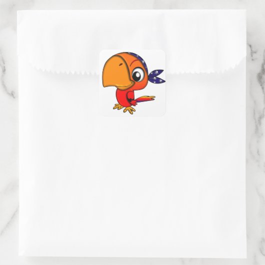 Pirate Parrot Quadratischer Aufkleber (Tasche)
