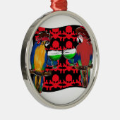 Pirate Parrots Silbernes Ornament (Rechts)