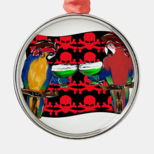 Pirate Parrots Silbernes Ornament