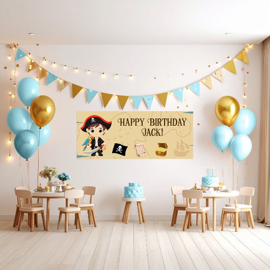 Pirate Party Birthday Banner Poster