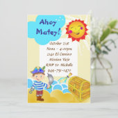 Pirate Party Birthday Einladung (Stehend Vorderseite)