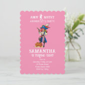 Pirate Party Birthday Pink Girl Einladung (Stehend Vorderseite)