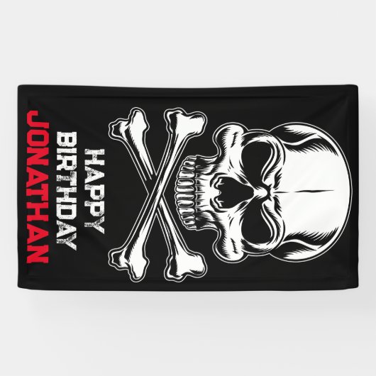 Pirate Party Birthday Ship's Skull Banner (Horizontal)