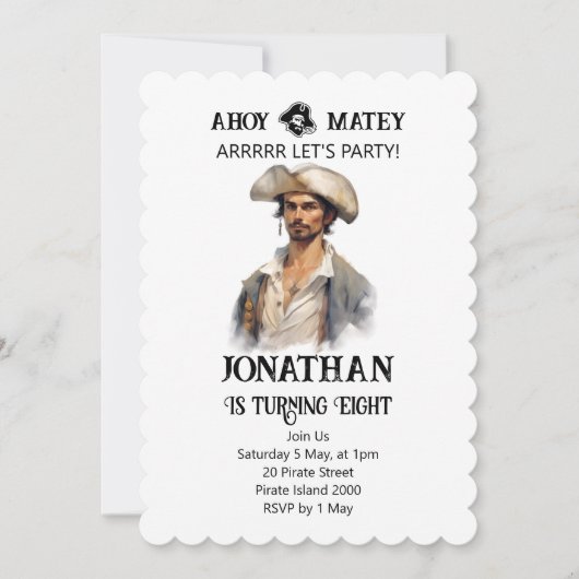 Pirate Party Boy Birthday Einladung (Vorderseite)