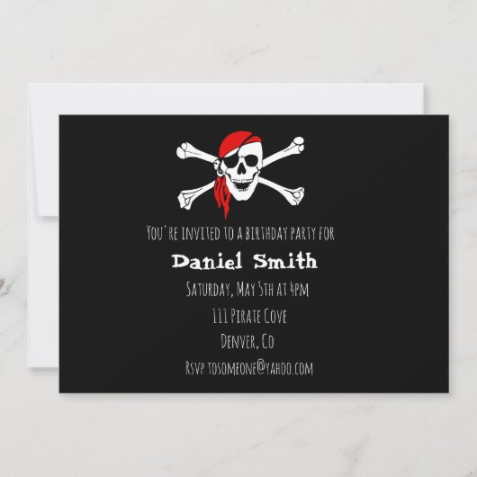 Pirate Party Crossbones Geburtstag Einladung (Vorderseite)