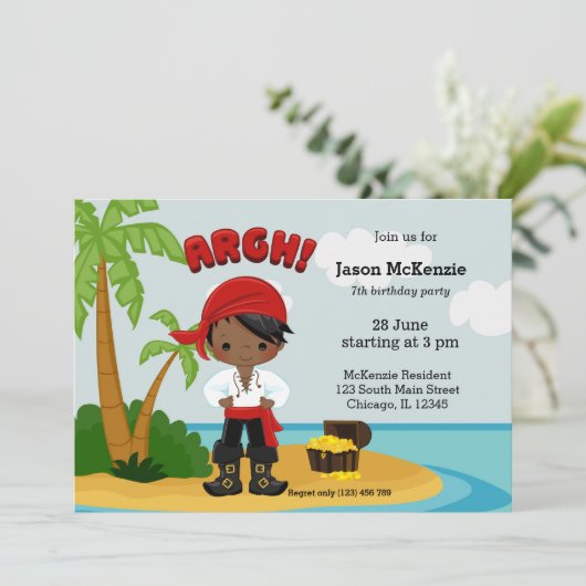 Pirate Party Einladung (Stehend Vorderseite)