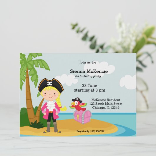 Pirate Party Einladung (Stehend Vorderseite)