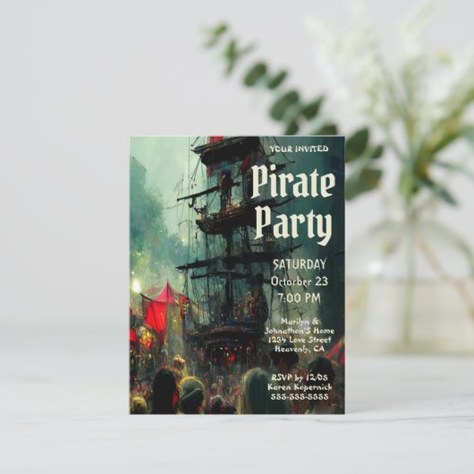 Pirate Party Einladung (Stehend Vorderseite)
