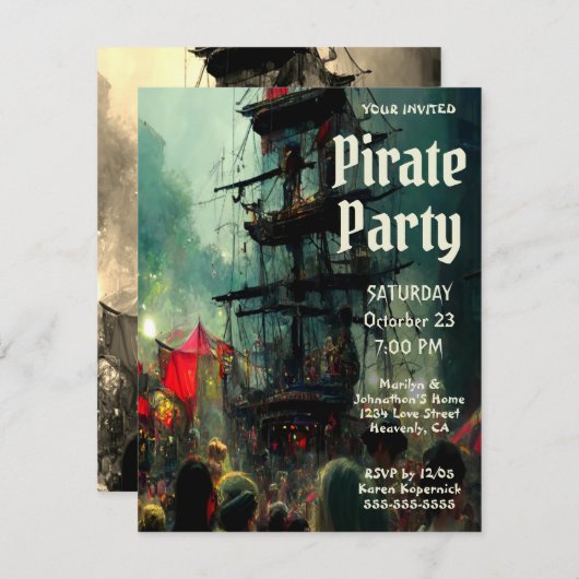 Pirate Party Einladung (Vorne/Hinten)