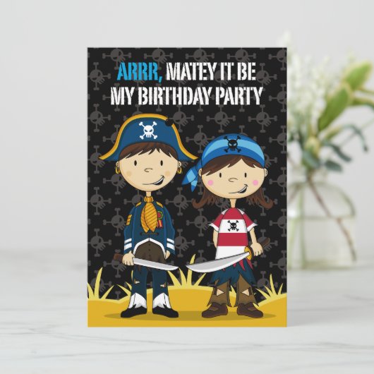 Pirate Party Einladung (Stehend Vorderseite)