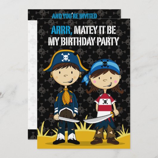 Pirate Party Einladung (Vorne/Hinten)