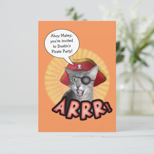 Pirate-Party Einladung (Stehend Vorderseite)