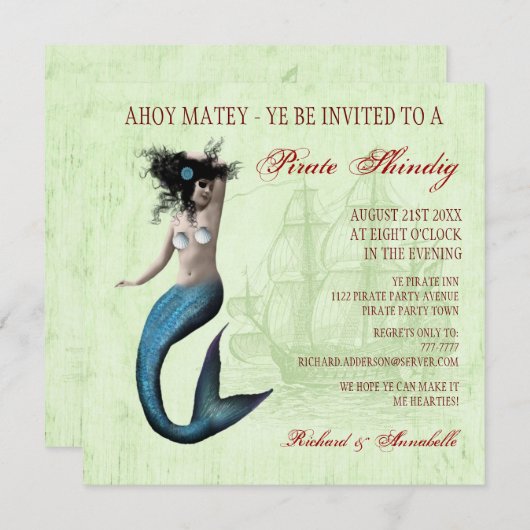 Pirate-Party Einladung (Vorne/Hinten)