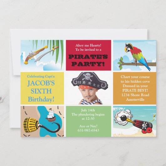 Pirate Party Foto Geburtstag Einladung (Vorderseite)