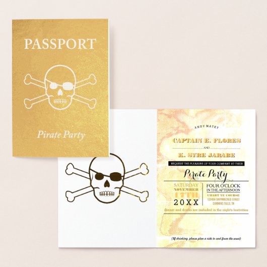 Pirate Party Gold Foil Passport Folienkarte (Anzeige)